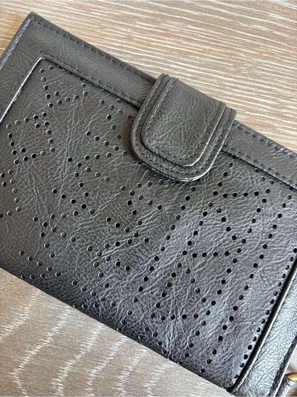 Black Leather Wristlet Clutch